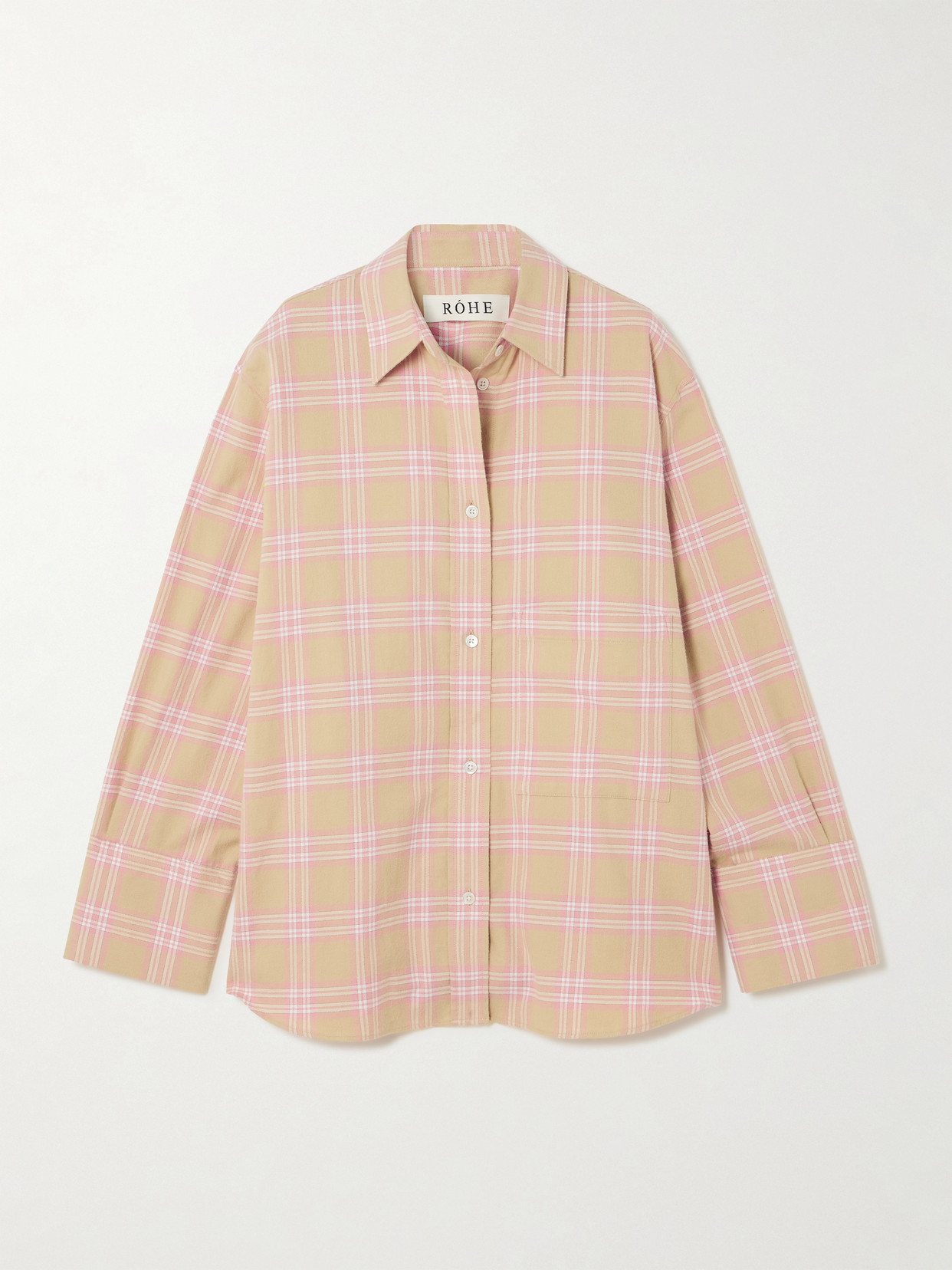 Rohe Check Flannel Overshirt Pink Beige Check In Multi