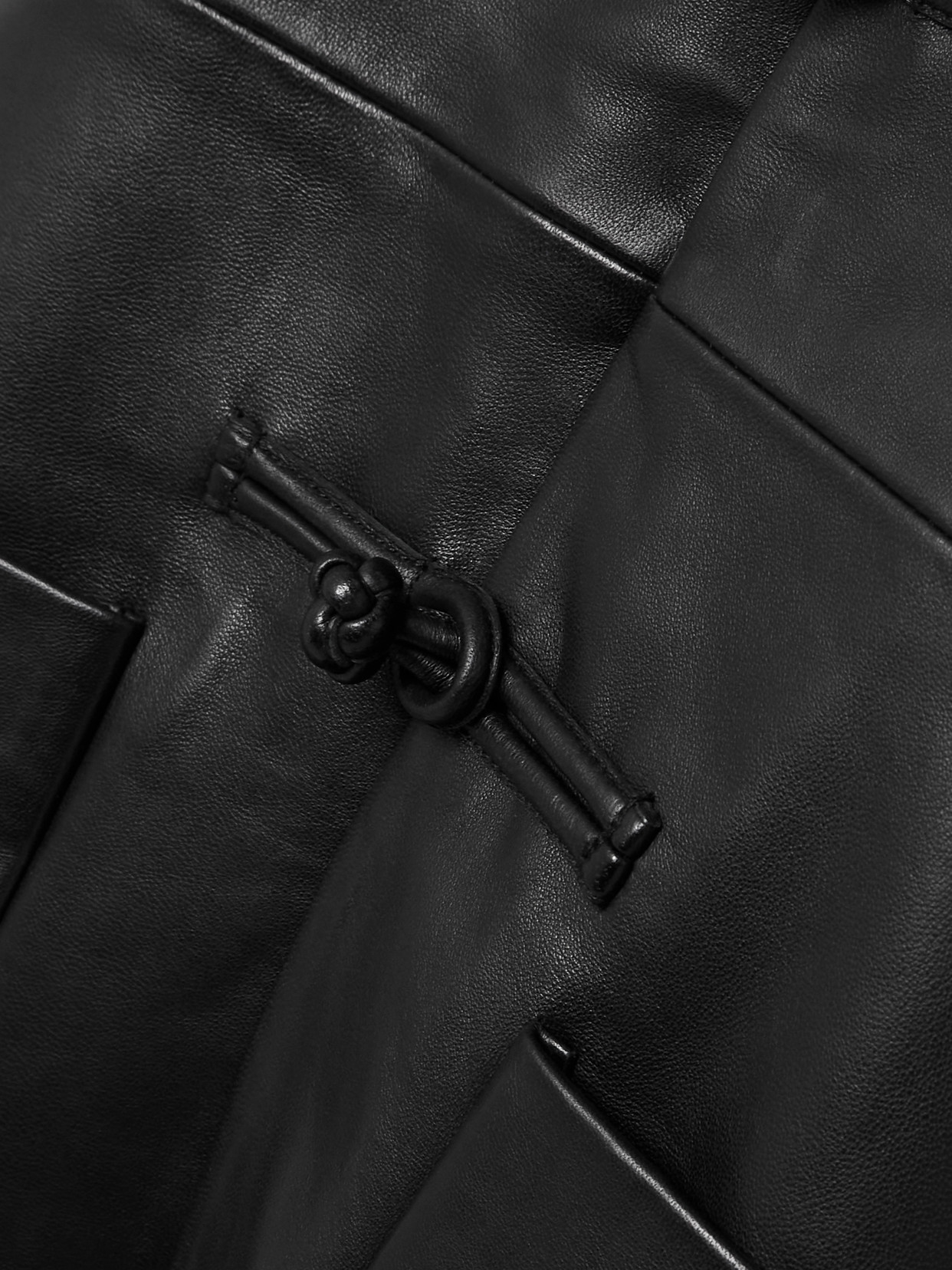 Rohe Black Jacket With Front Toggle Closure In Leather Woman In Black