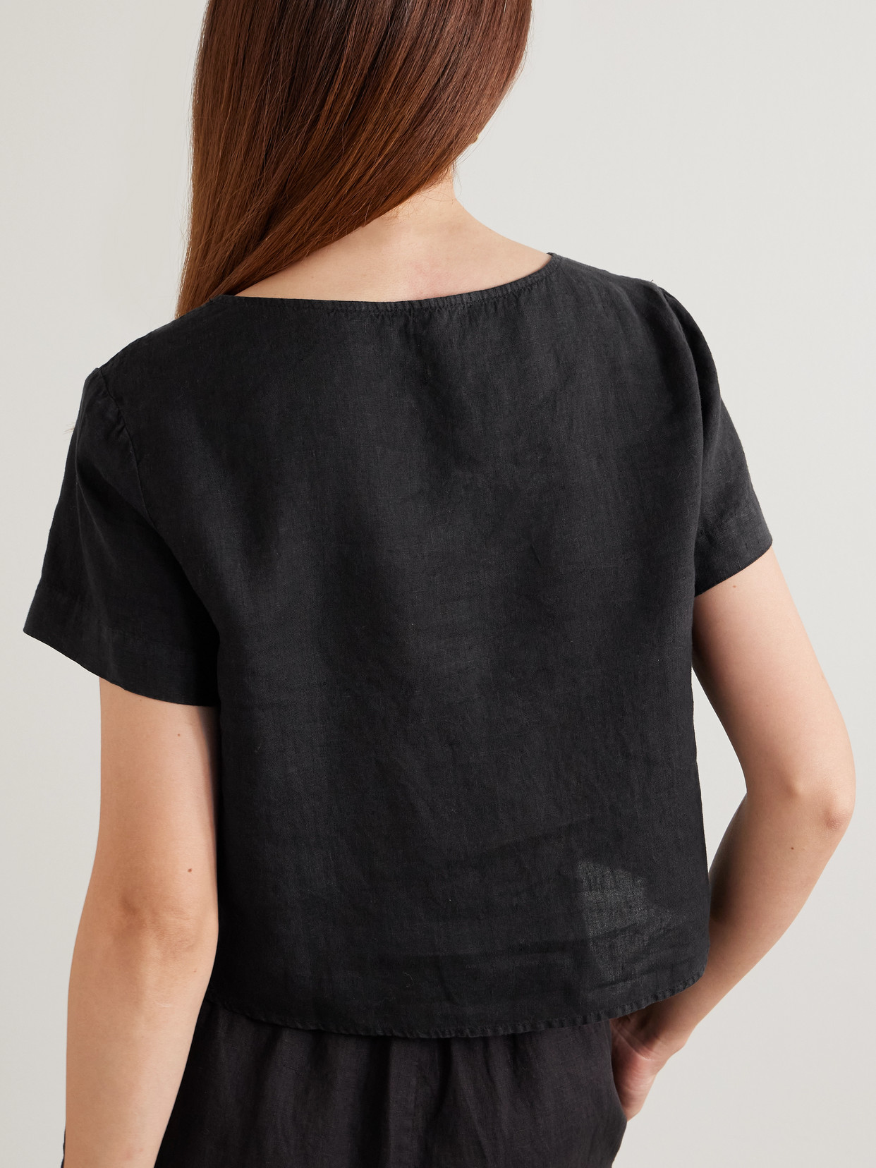 Cropped Linen-Canvas T-Shirt