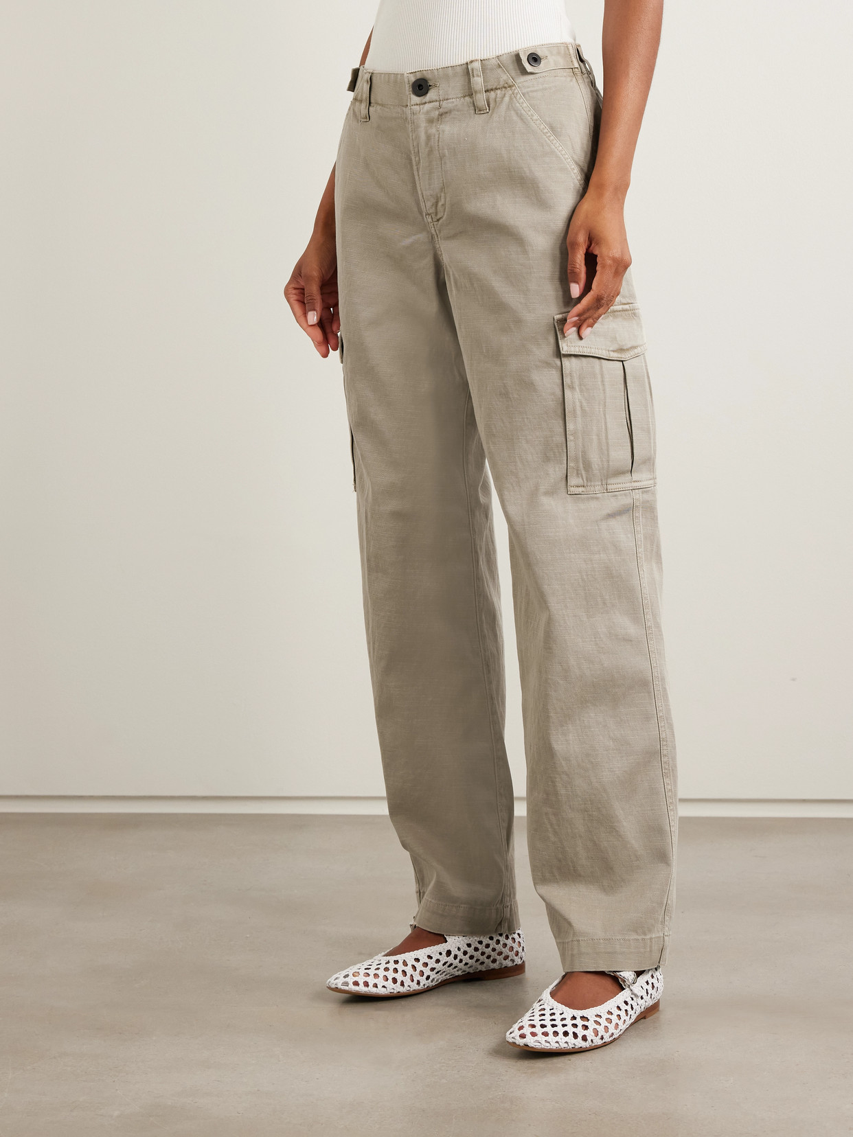 JAMES PERSE COTTON-BLEND TWILL STRAIGHT-LEG CARGO PANTS