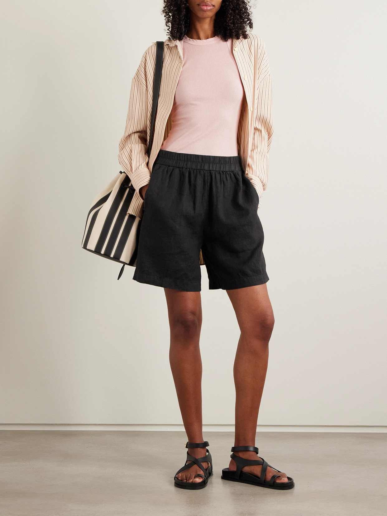 JAMES PERSE LINEN-CANVAS SHORTS 