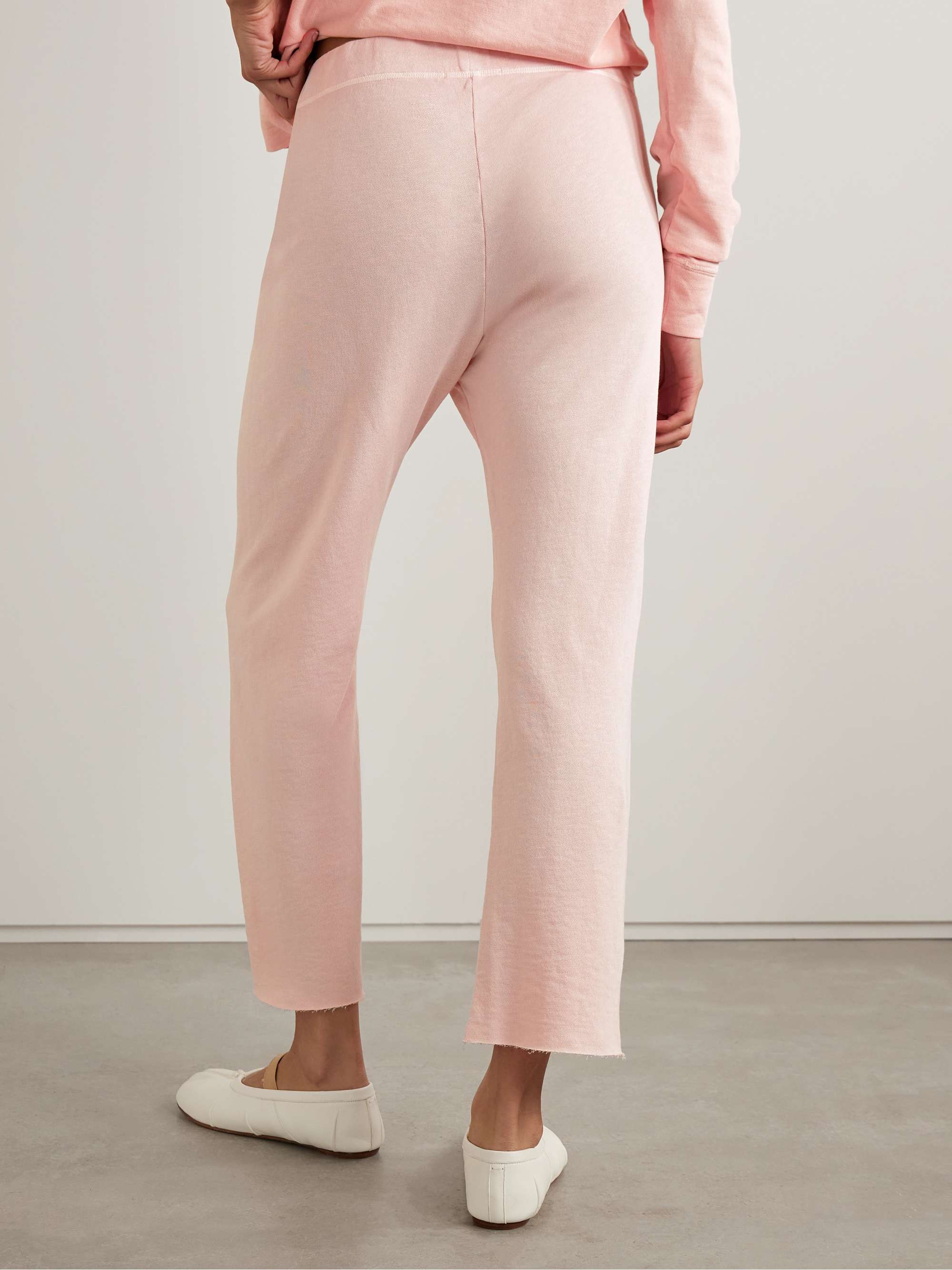 JAMES PERSE Cropped Supima cotton-terry track pants