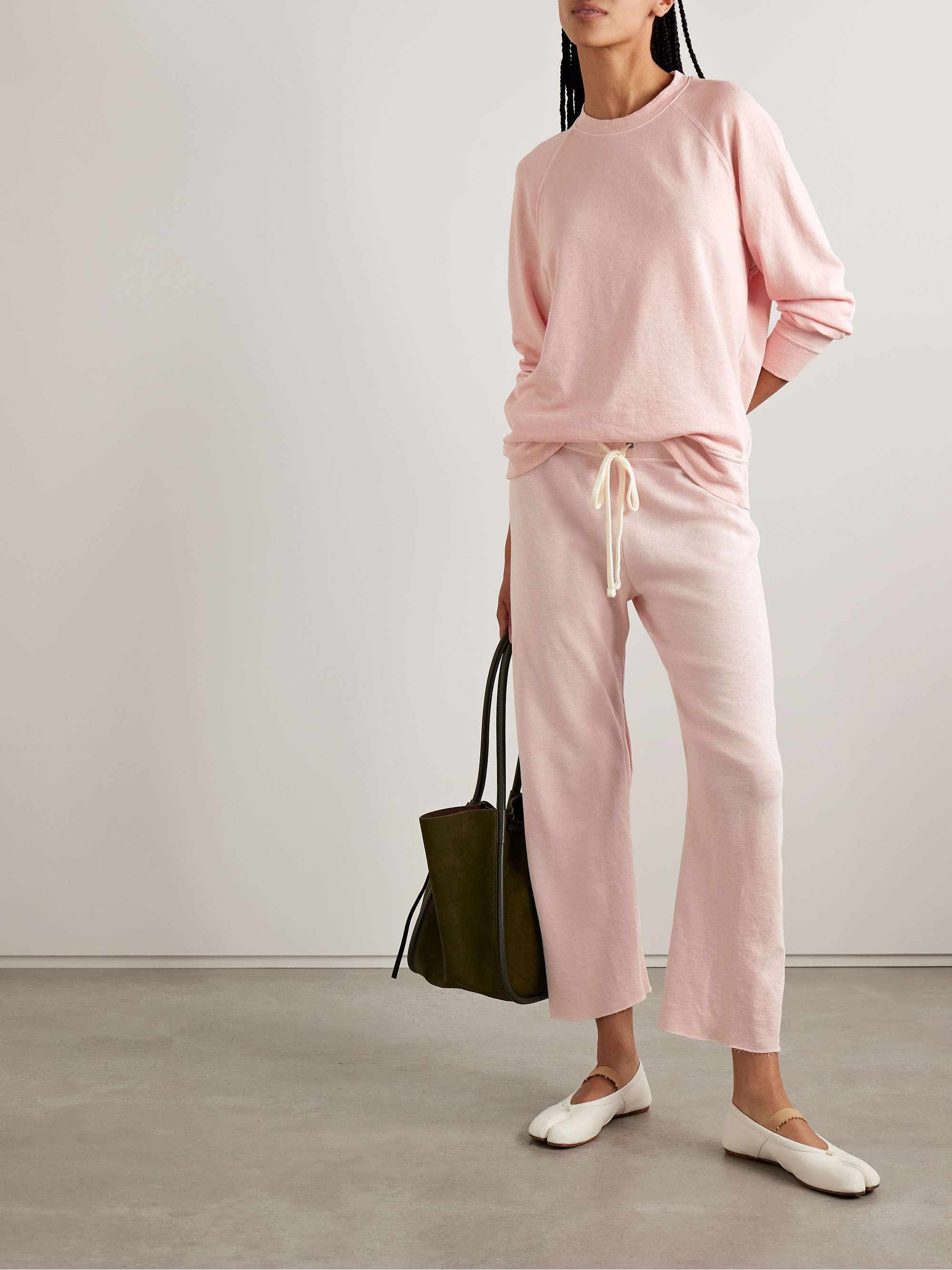 JAMES PERSE Cropped Supima cotton-terry track pants