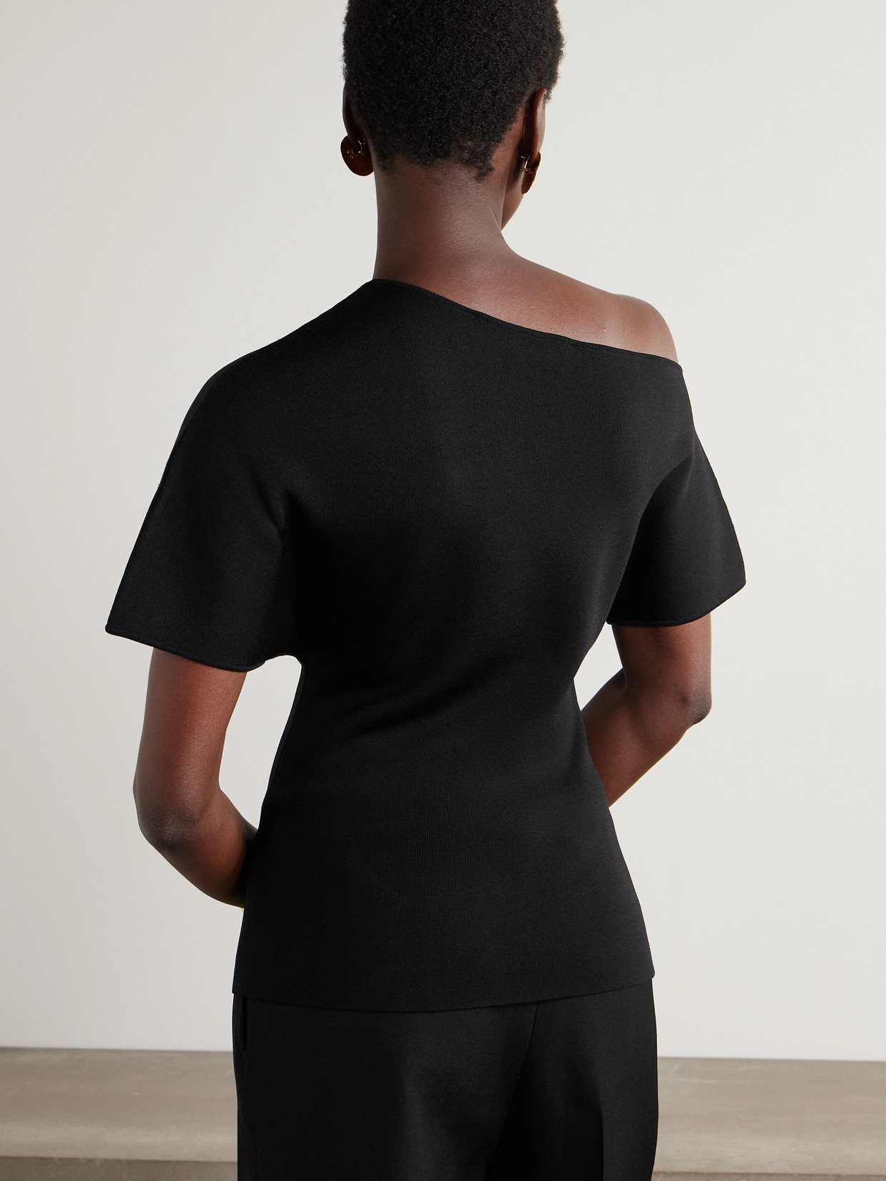 Rohe Asymmetric Jersey Top In Black
