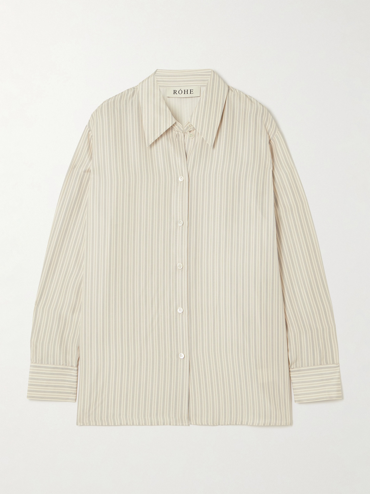 Rohe Oversized Striped Silk Shirt In White
