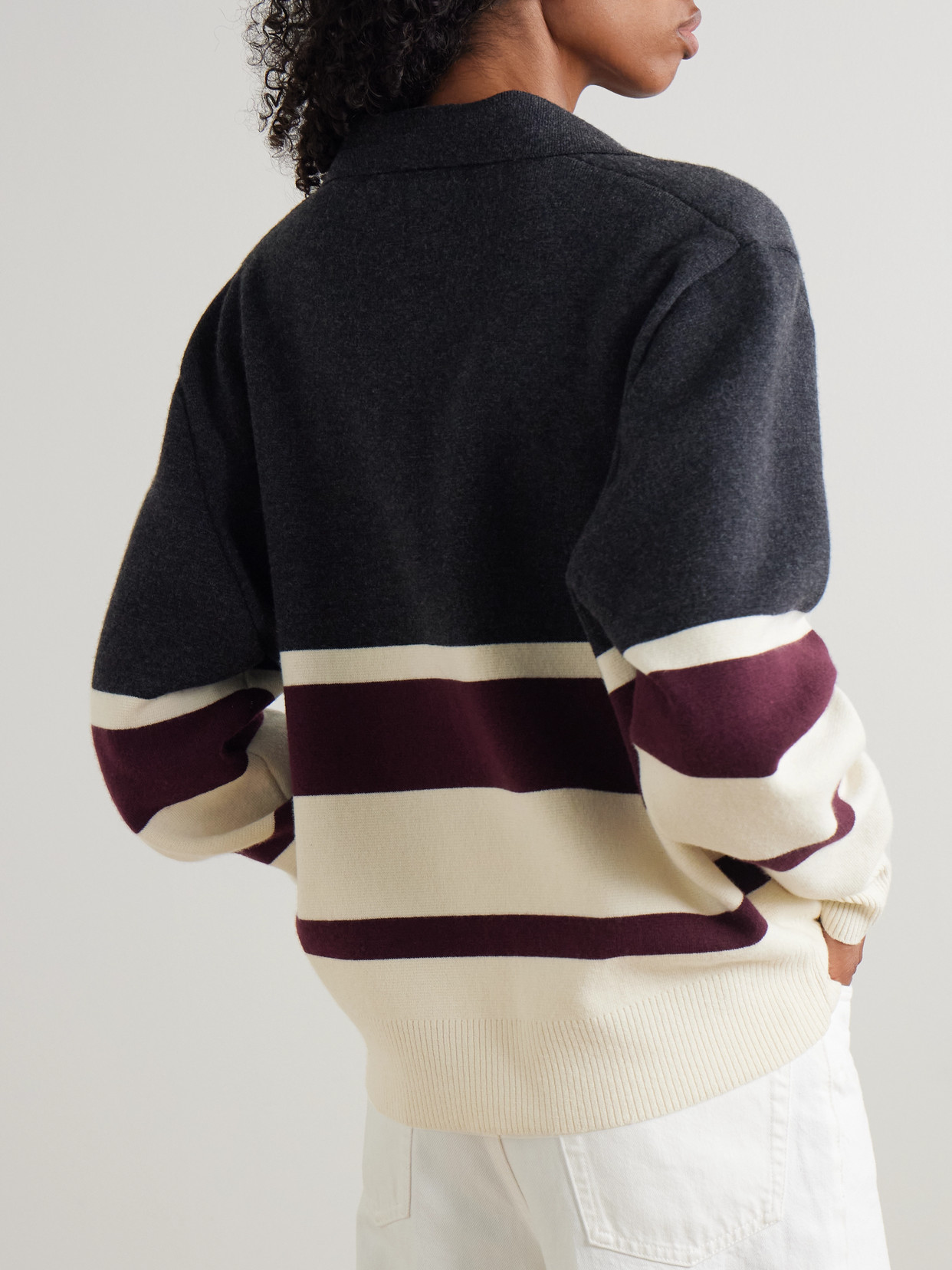 Rohe Oversized Striped Wool And Cashmere-blend Polo Sweater In Multi