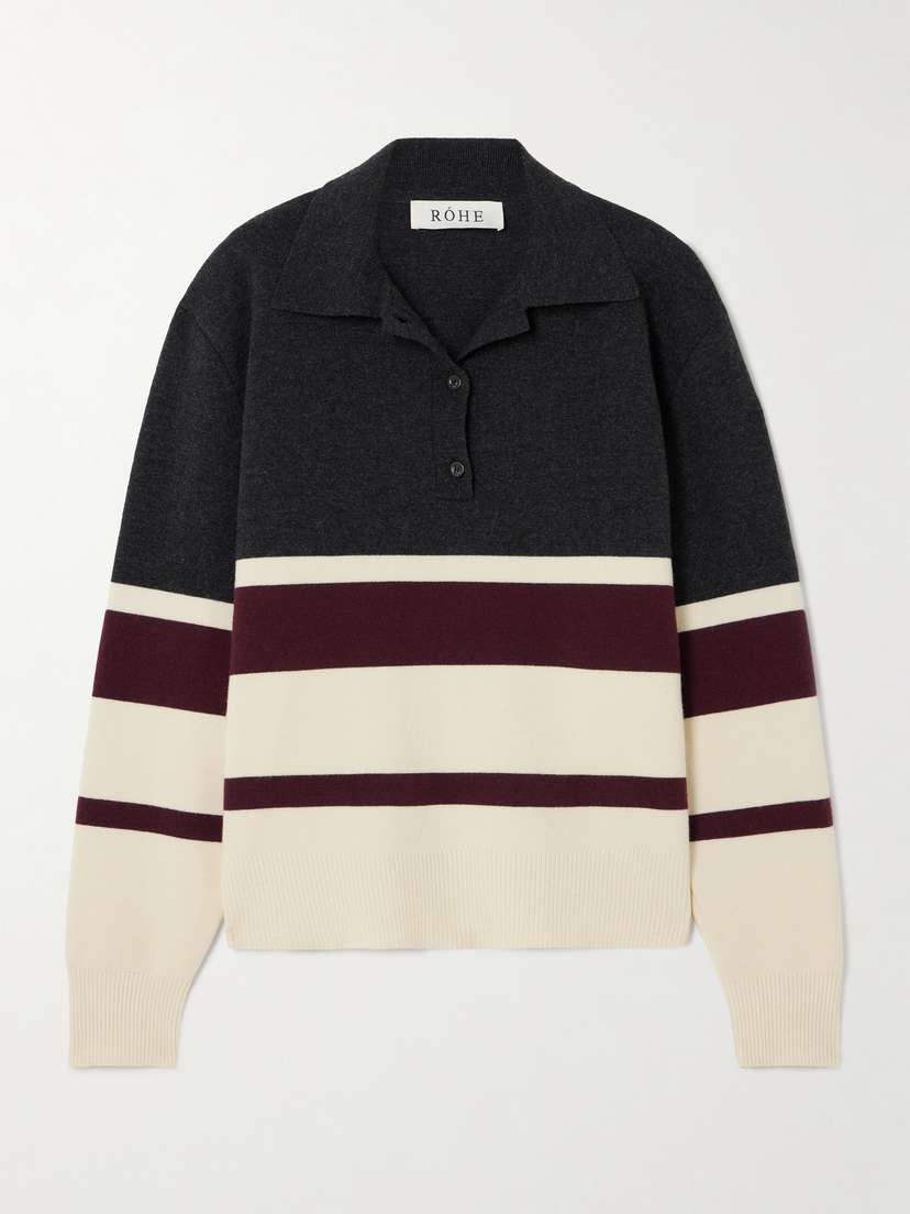 RÓHE Oversized Striped Wool And Cashmere-blend Polo Sweater