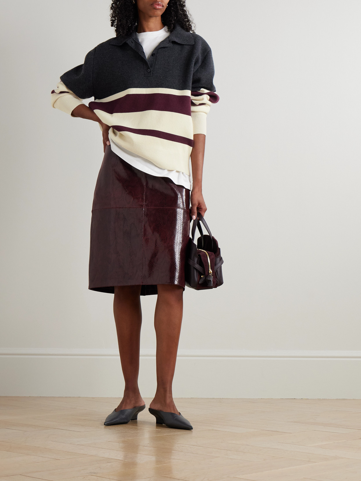 Rohe Oversized Striped Wool And Cashmere-blend Polo Sweater In Multi