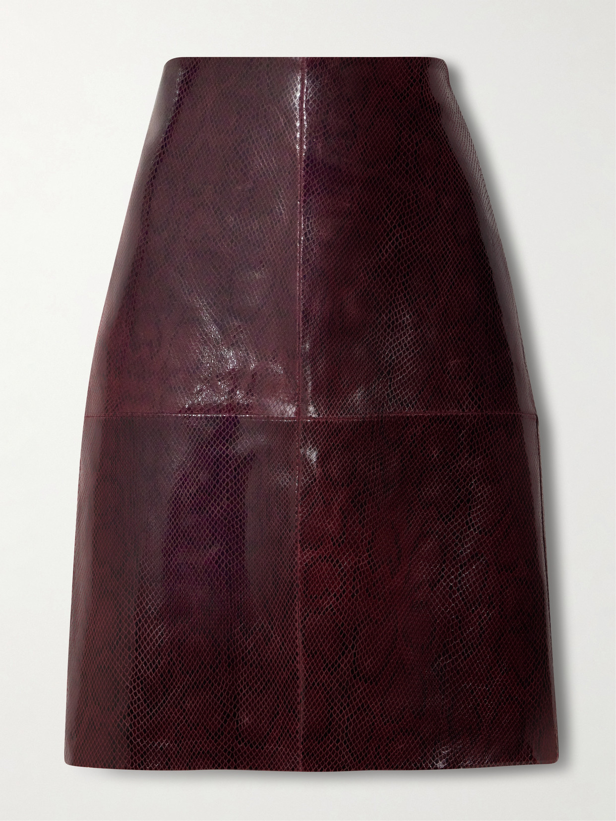 Rohe Paneled Snake-effect Patent-leather Midi Skirt In Burgundy