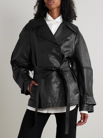 Róhe Belted double-breasted leather jacket