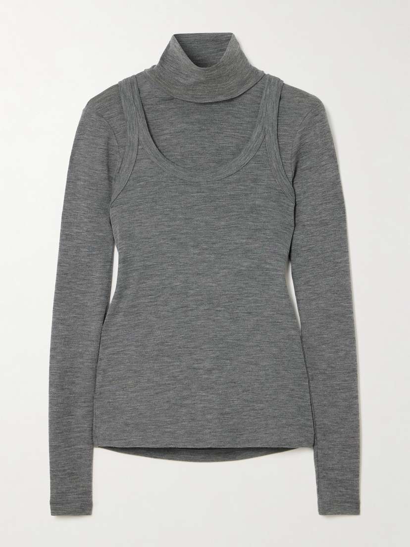 RÓHE Convertible Layered Merino Wool-jersey Turtleneck Top
