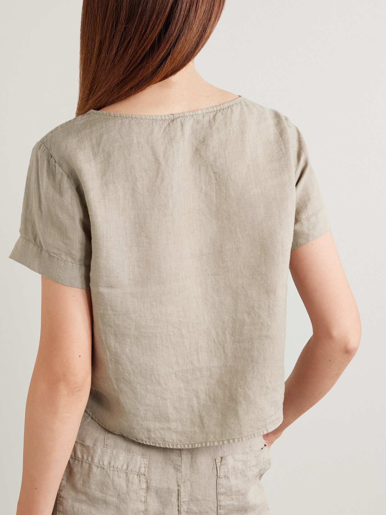 Cropped Linen-Canvas T-Shirt