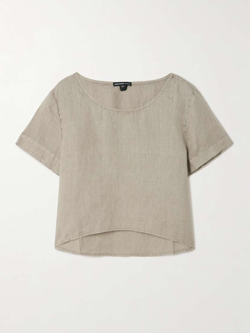 James Perse Cropped Linen-canvas T-shirt