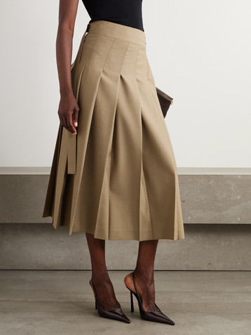 Róhe Pleated wool-blend midi wrap skirt