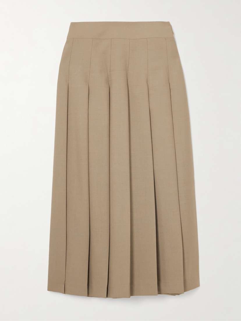 RÓHE Pleated Wool-blend Midi Wrap Skirt