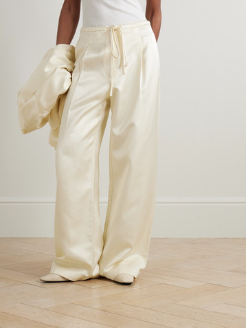 Róhe Pleated satin wide-leg pants