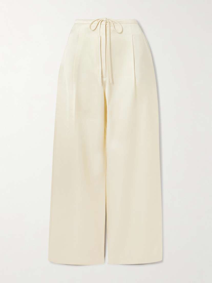 RÓHE Pleated Satin Wide-leg Pants