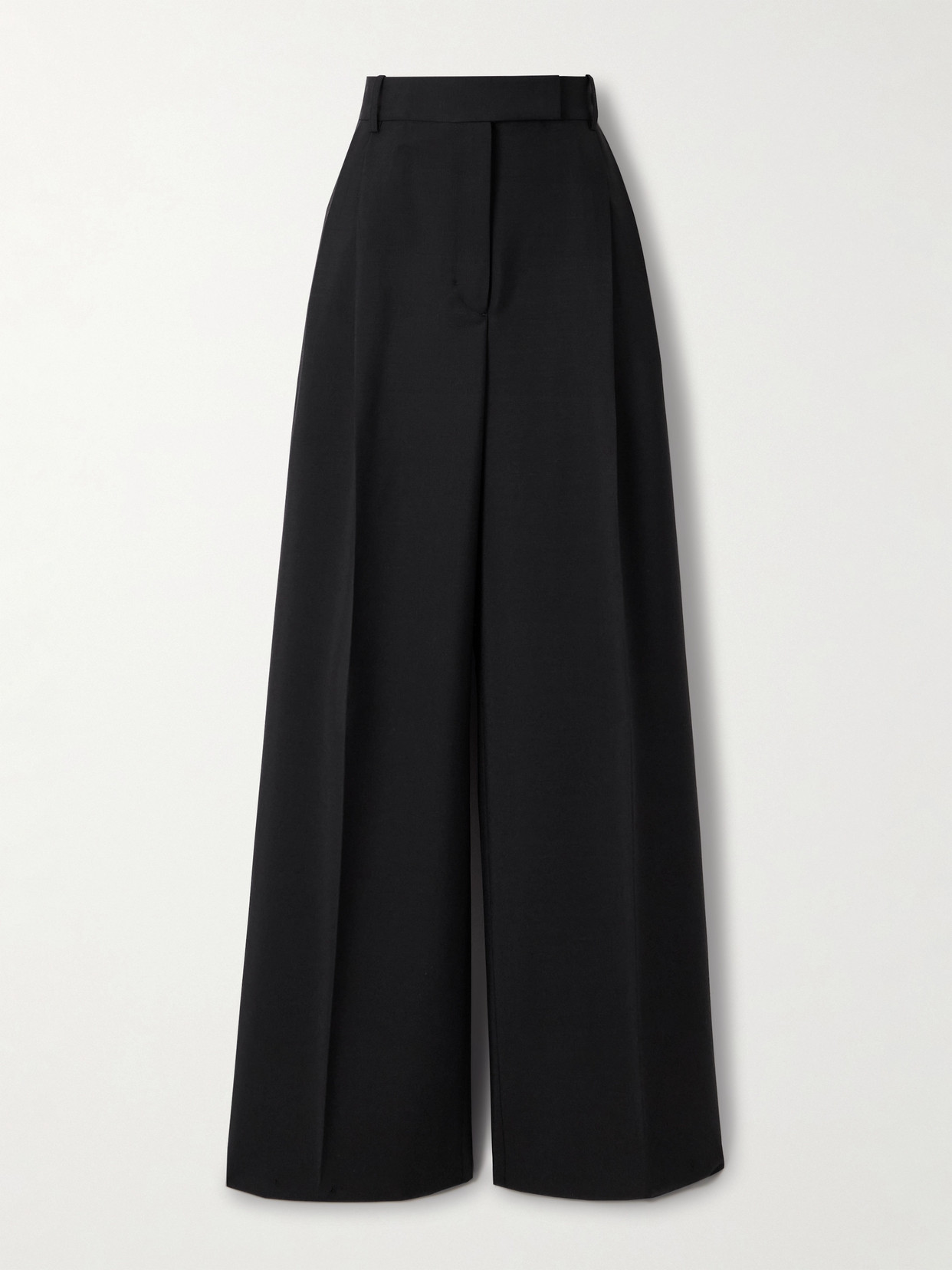 Rohe Pleated Grain De Poudre Wool And Mohair-blend Wide-leg Pants In Black