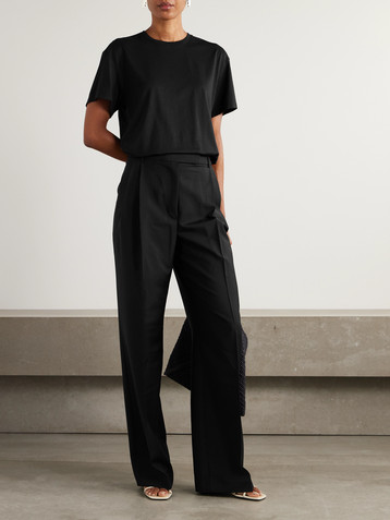 Róhe Pleated grain de poudre wool and mohair-blend wide-leg pants