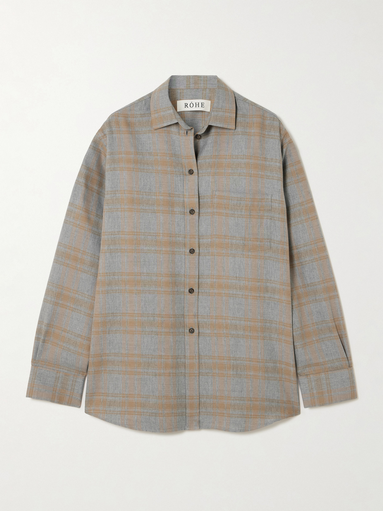 Rohe Checked Twill Shirt In Gray