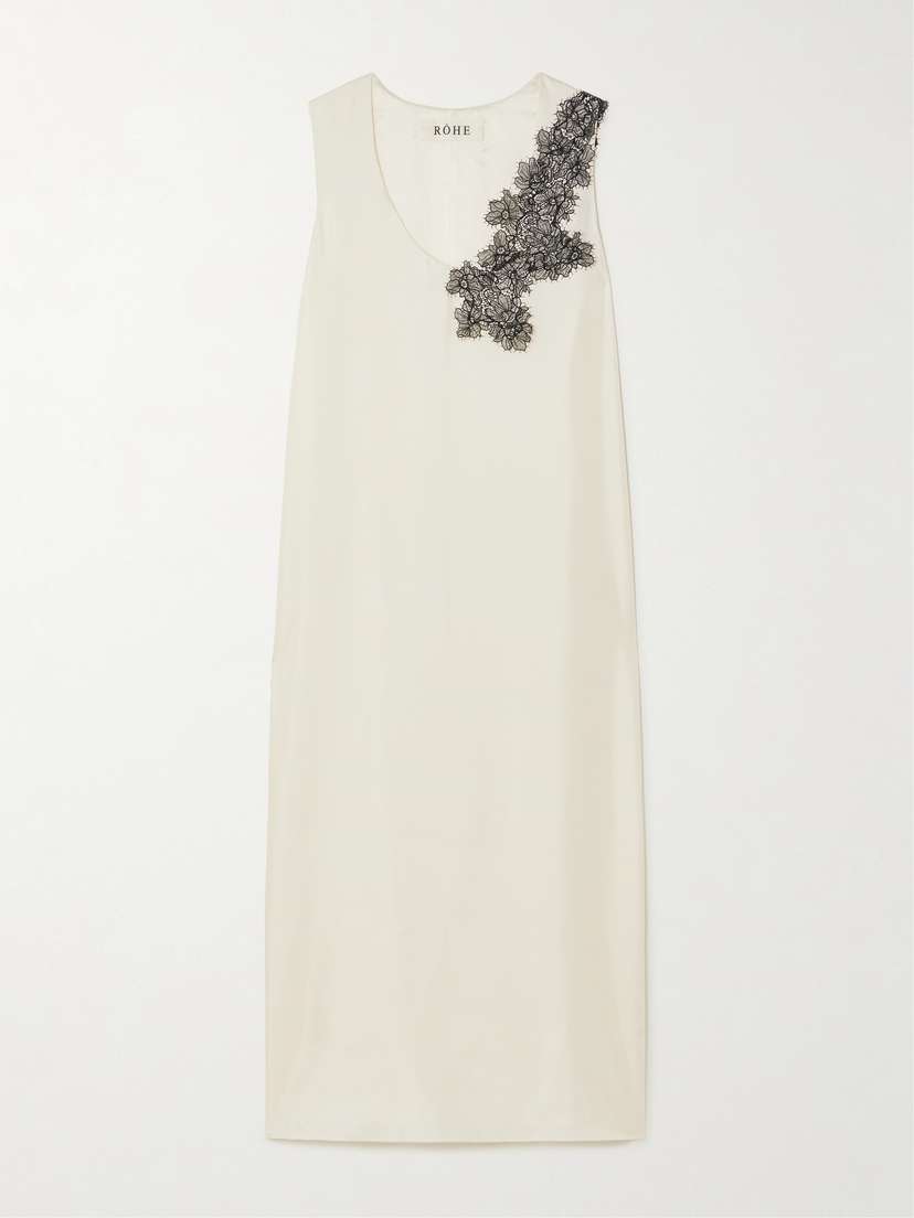 RÓHE Lace-trimmed Silk-satin Maxi Dress