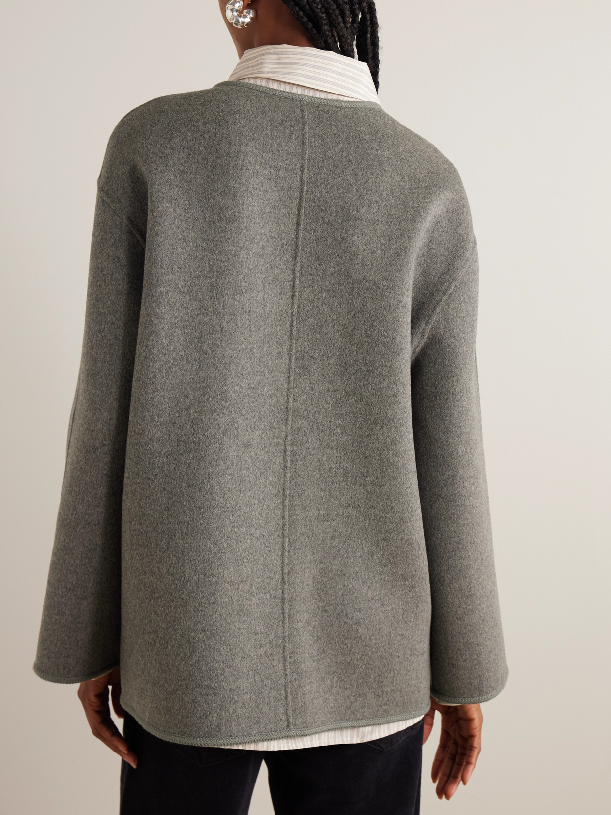 Rohe Oversized Wool And Cashmere-blend Jacket In Gray