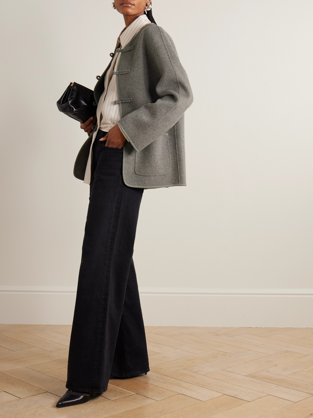 Rohe Oversized Wool And Cashmere-blend Jacket In Gray