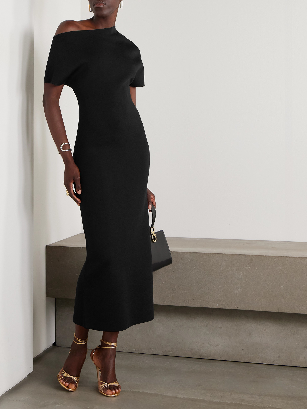 Rohe Asymmetric Jersey Dress In Black