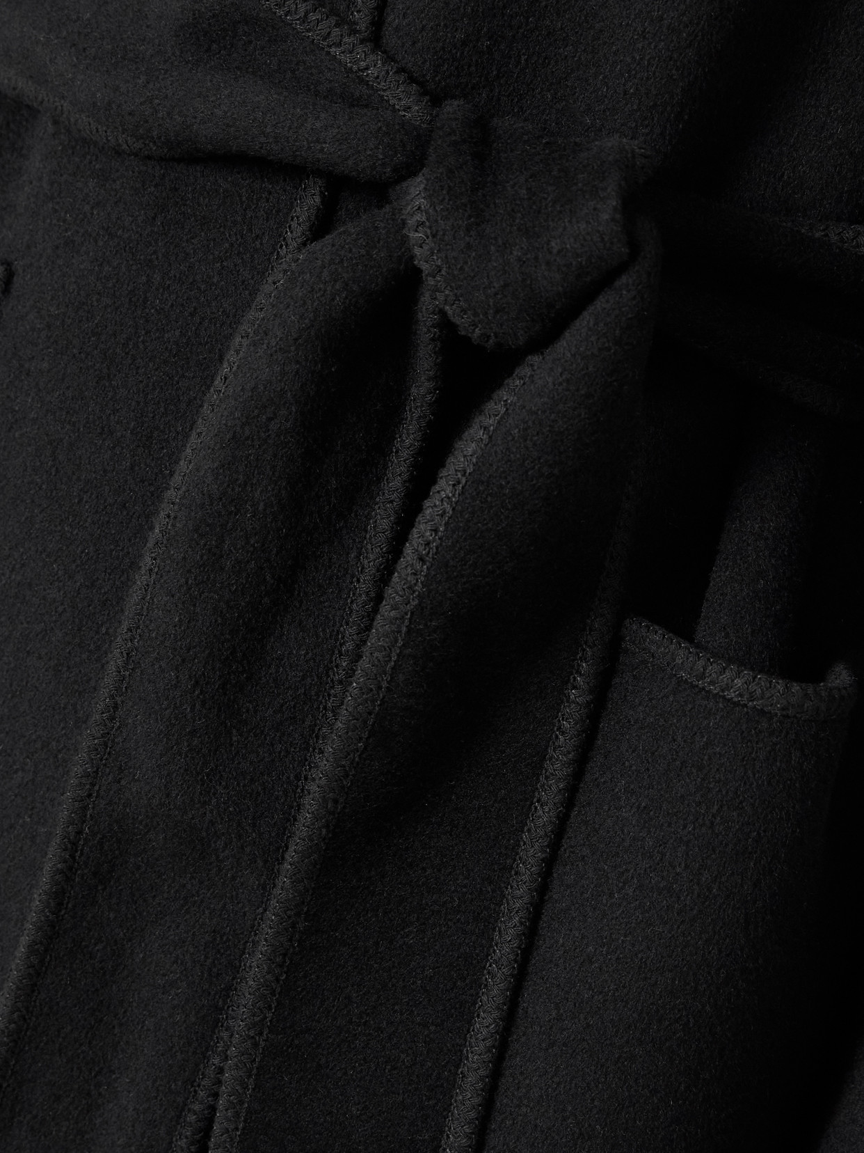 Rohe Belted Wool Coat In Black