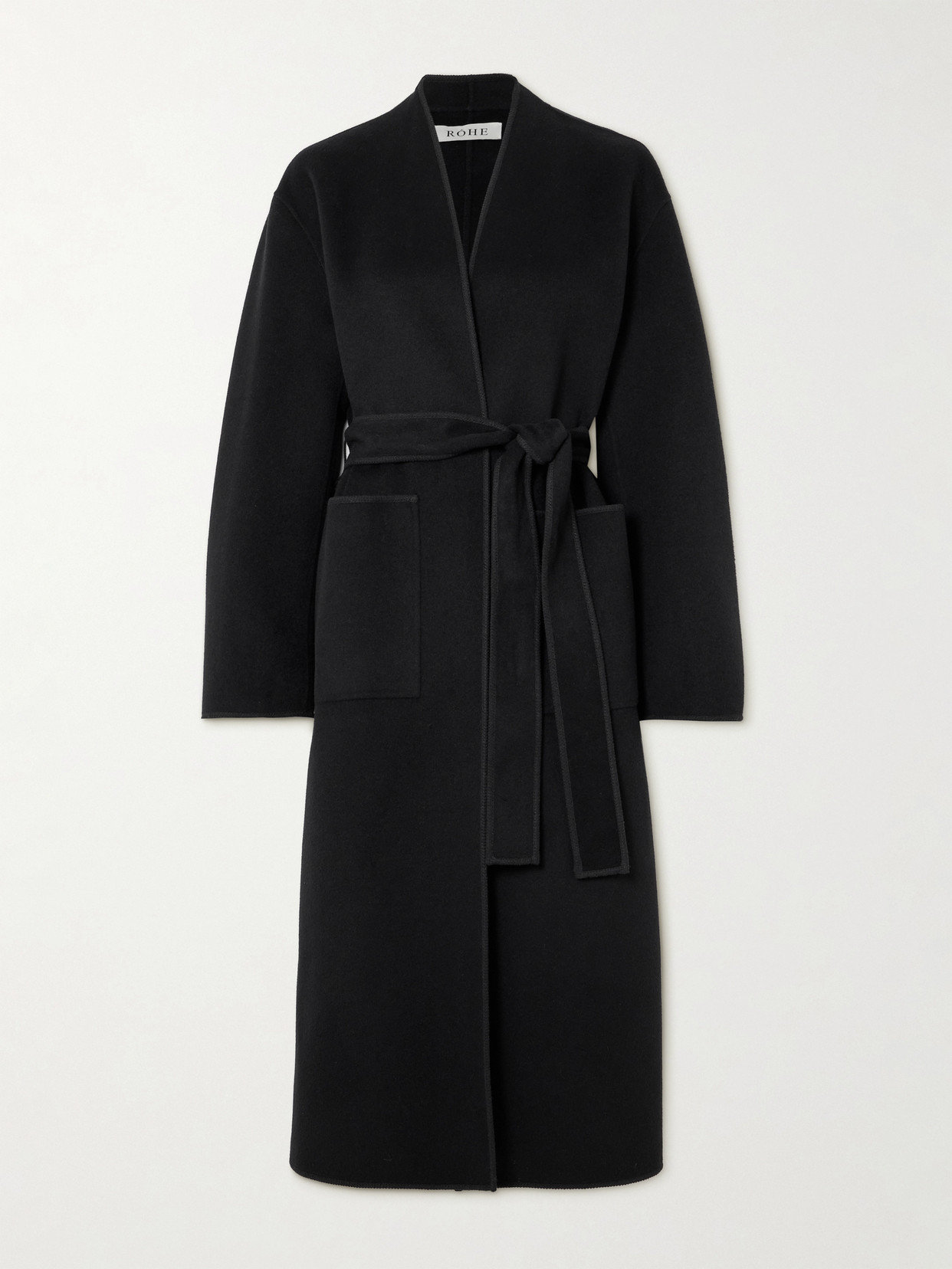 Rohe Belted Wool Coat In Black