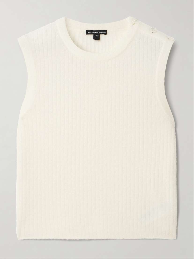 James Perse Button-embellished Ribbed Brushed Wool-blend Vest