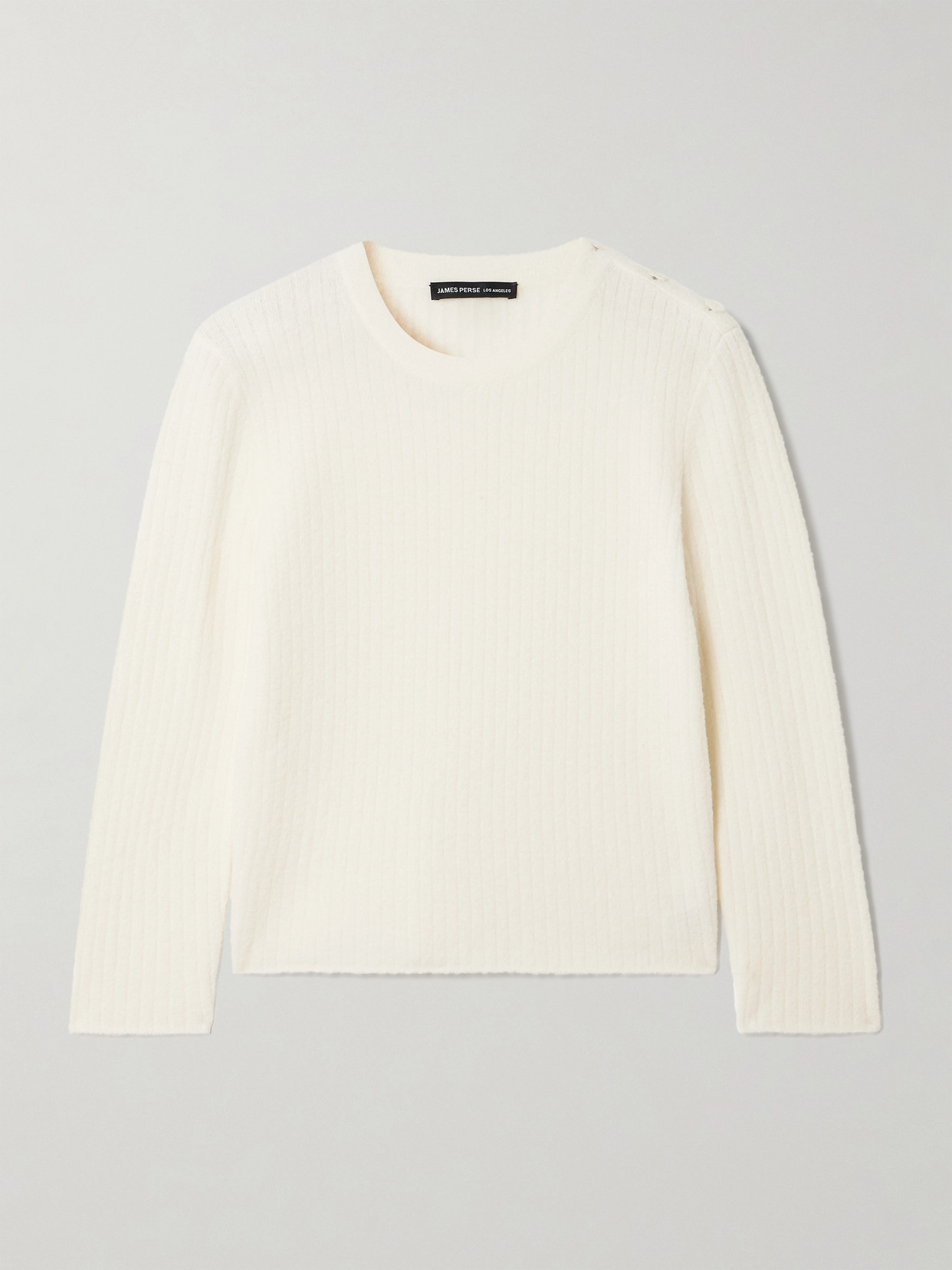 James Perse Cropped Ribbed Brushed Wool-blend Sweater In Neutral