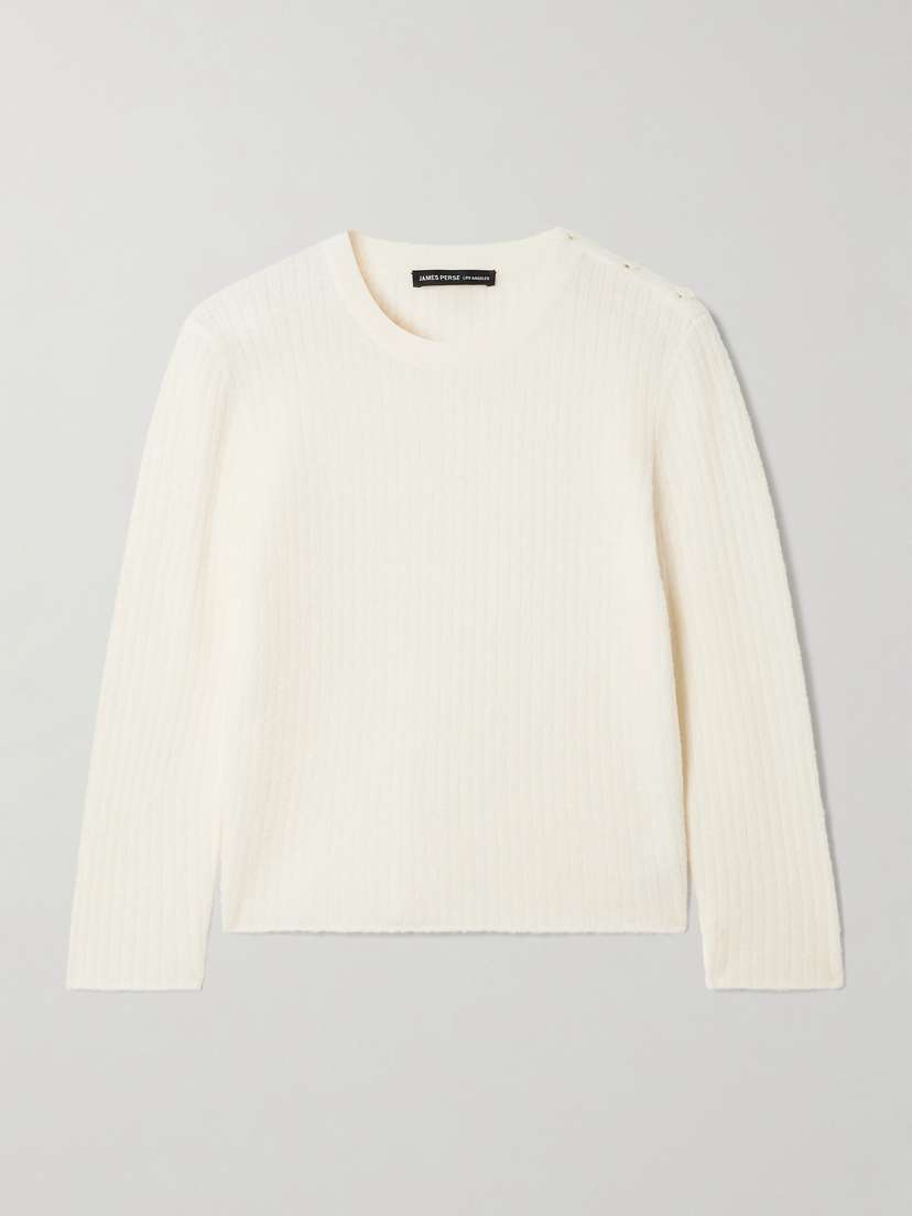 James Perse Cropped Ribbed Brushed Wool-blend Sweater