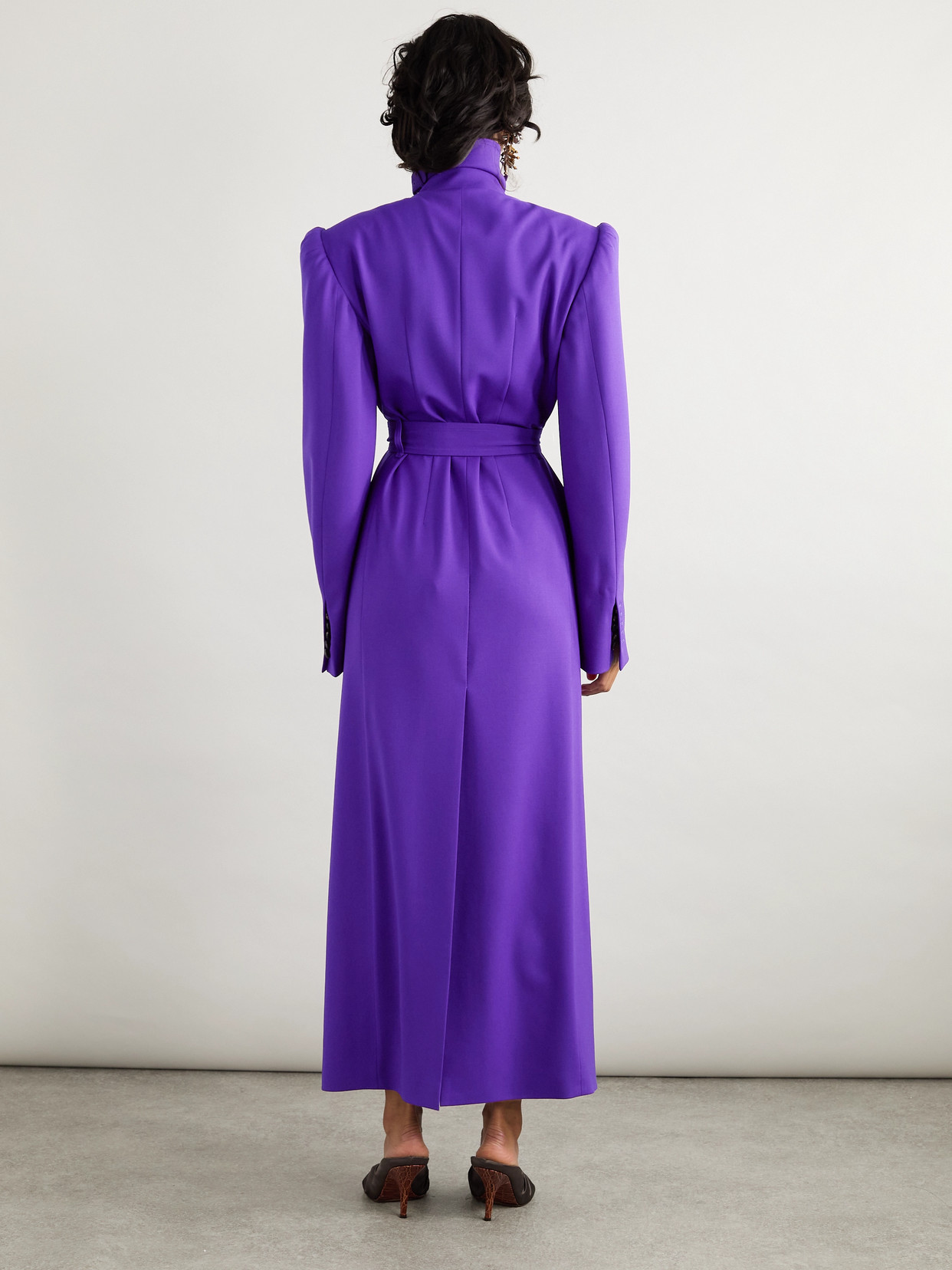 Dries Van Noten Double-breasted Belted Wool-blend Coat In Purple
