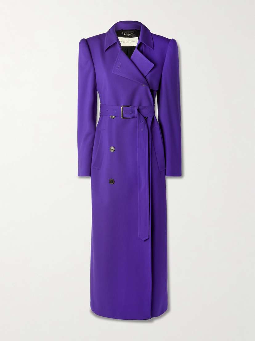 Dries Van Noten Double-breasted Belted Wool-blend Coat