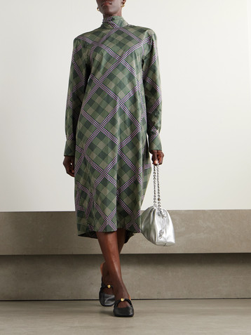 Dries Van Noten Tie-neck pleated printed cotton-poplin midi dress