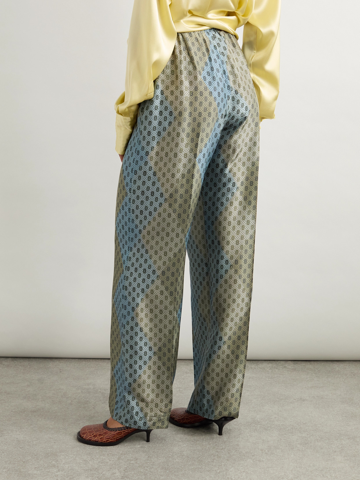 Dries Van Noten Printed Silk-habotai Straight-leg Pants In Multi