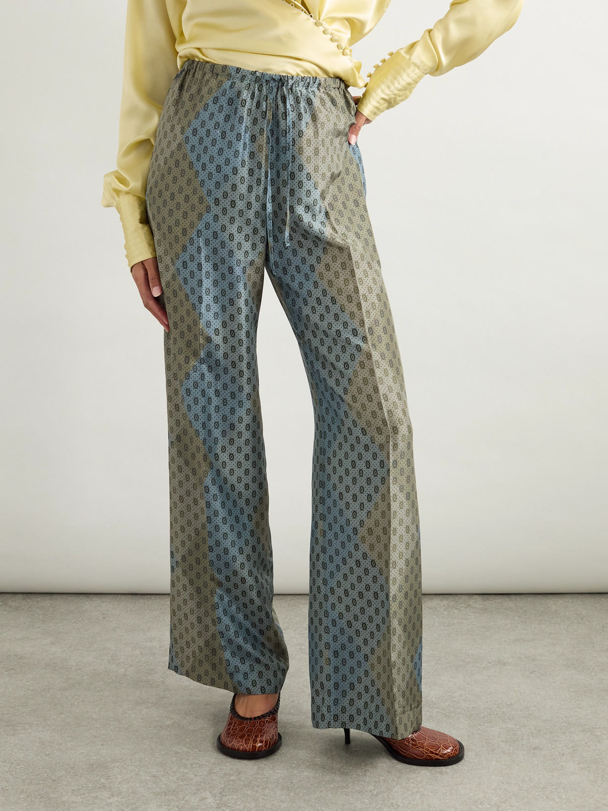 Dries Van Noten Printed Silk-habotai Straight-leg Pants In Multi