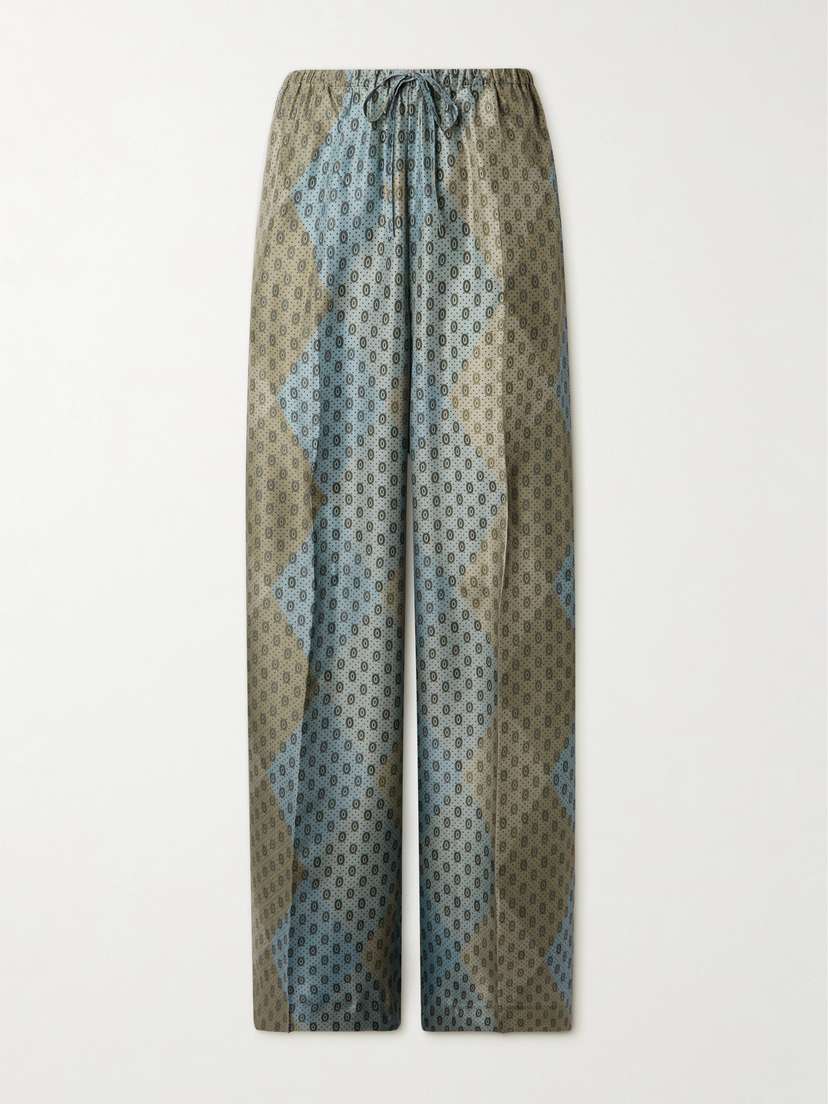 Dries Van Noten Printed Silk-habotai Straight-leg Pants