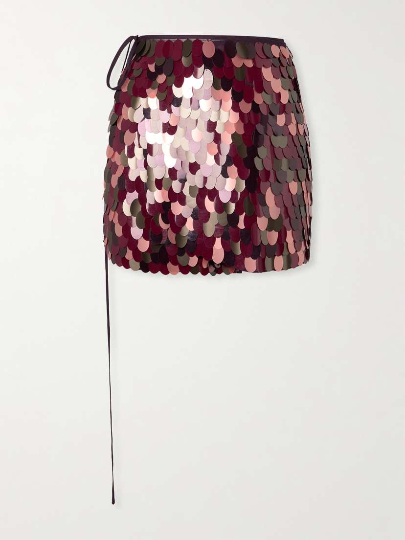 Dries Van Noten Sequined Chiffon Mini Wrap Skirt