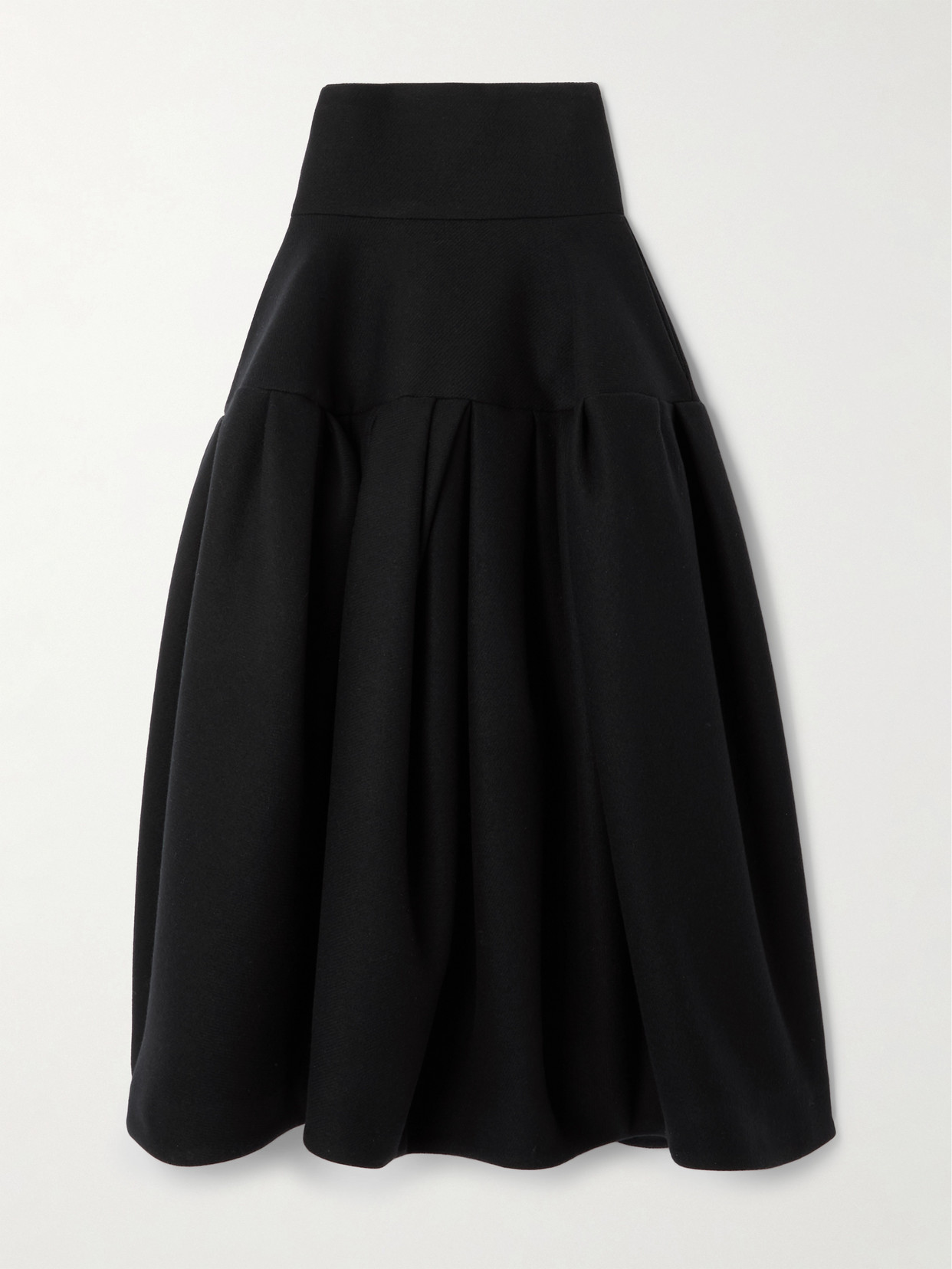 Dries Van Noten Wool-blend Twill Midi Skirt In Black