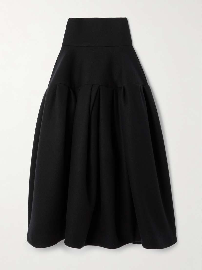 Dries Van Noten Wool-blend Twill Midi Skirt