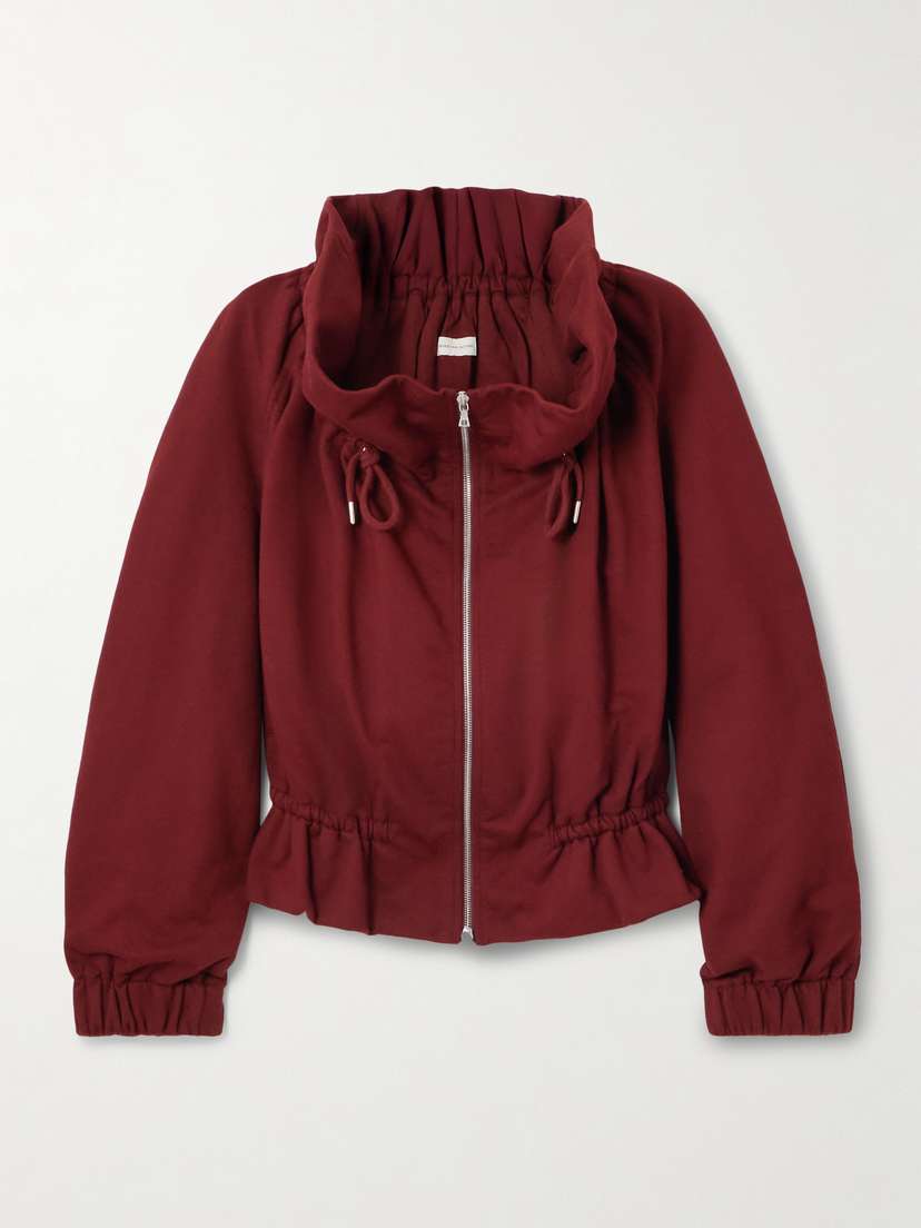 Dries Van Noten Oversized Gathered Cotton-jersey Zip-up Sweatshirt