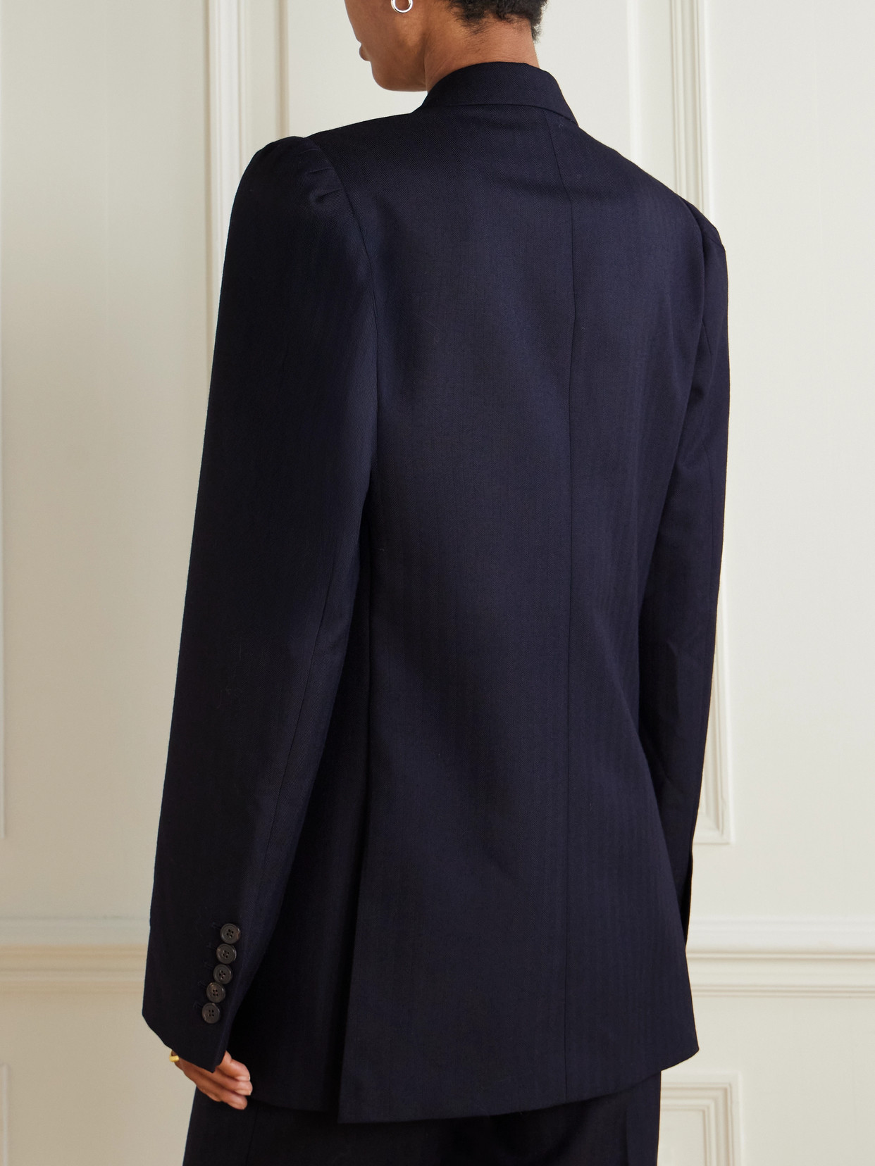 Dries Van Noten Womens Navy Bafy Crystal-embellished Double-breasted Wool Jacket In Blue