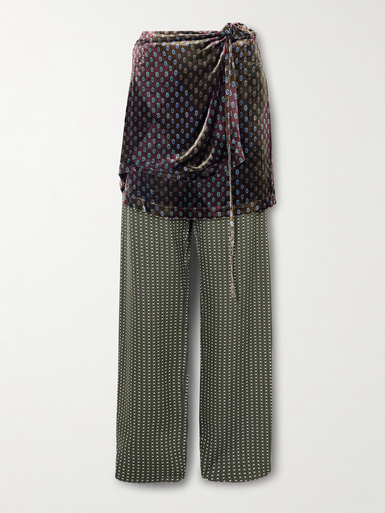 Dries Van Noten Womens Khaki Pritty Geometric-printed Silk-blend Trousers In Multi