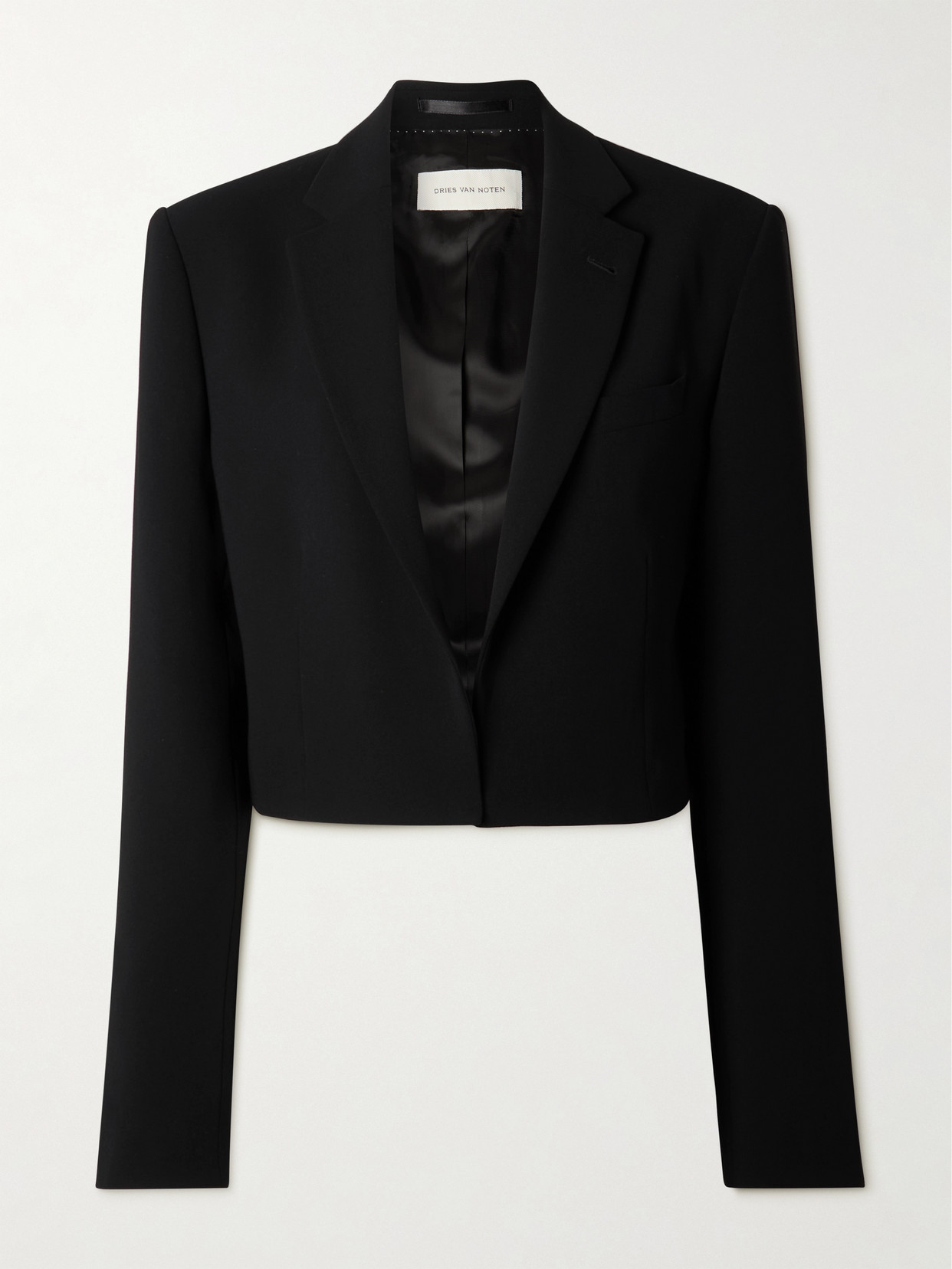 Dries Van Noten Cropped Crepe Blazer In Black
