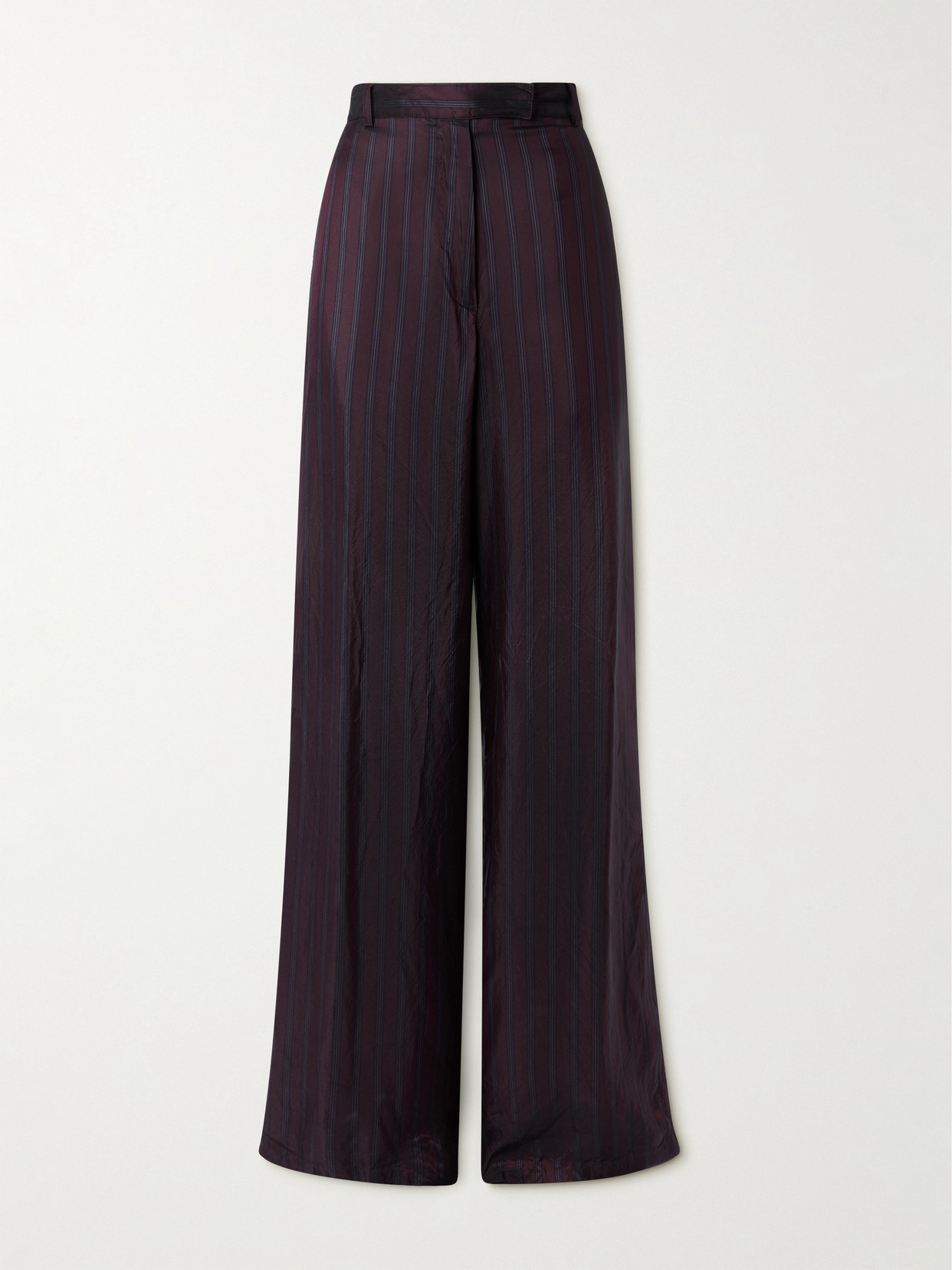 Dries Van Noten Striped Crepe Wide-leg Pants In Brown