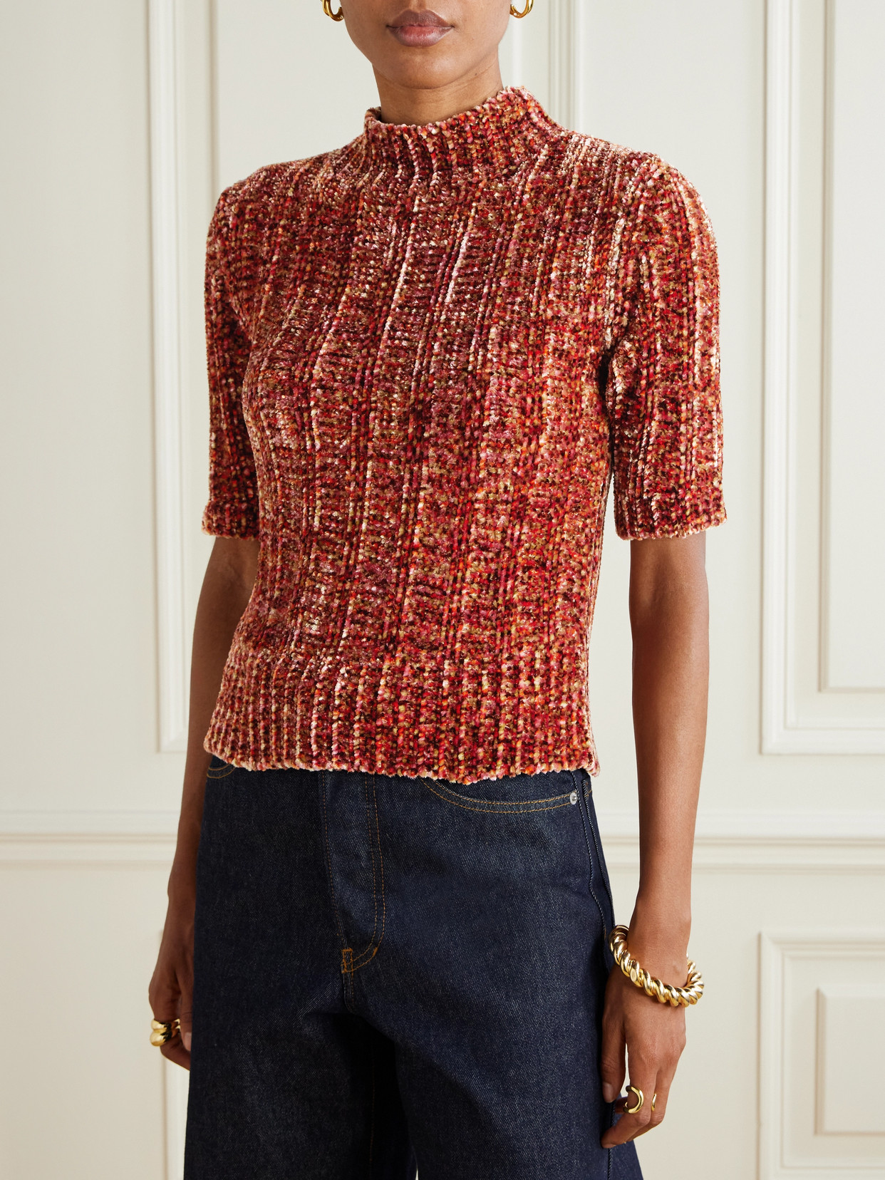 Ribbed-Knit Chenille Sweater