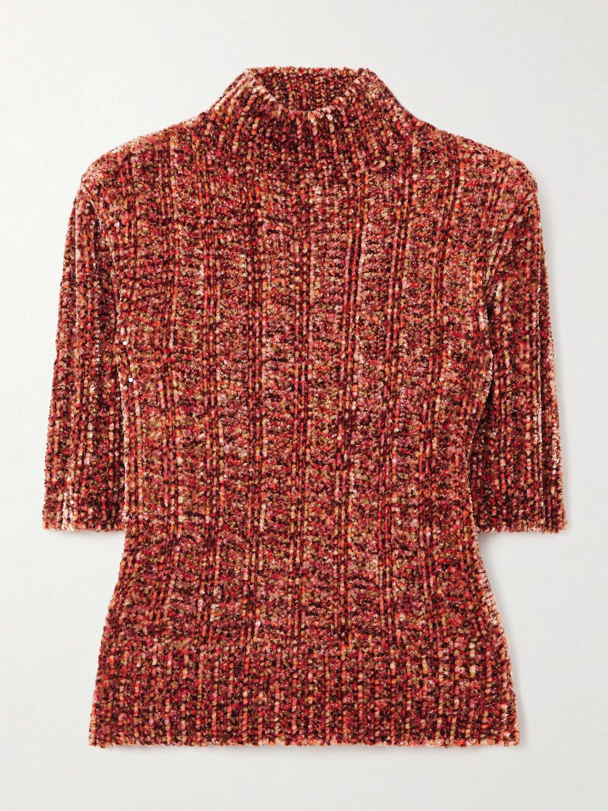 Dries Van Noten Ribbed-knit Chenille Sweater In Orange