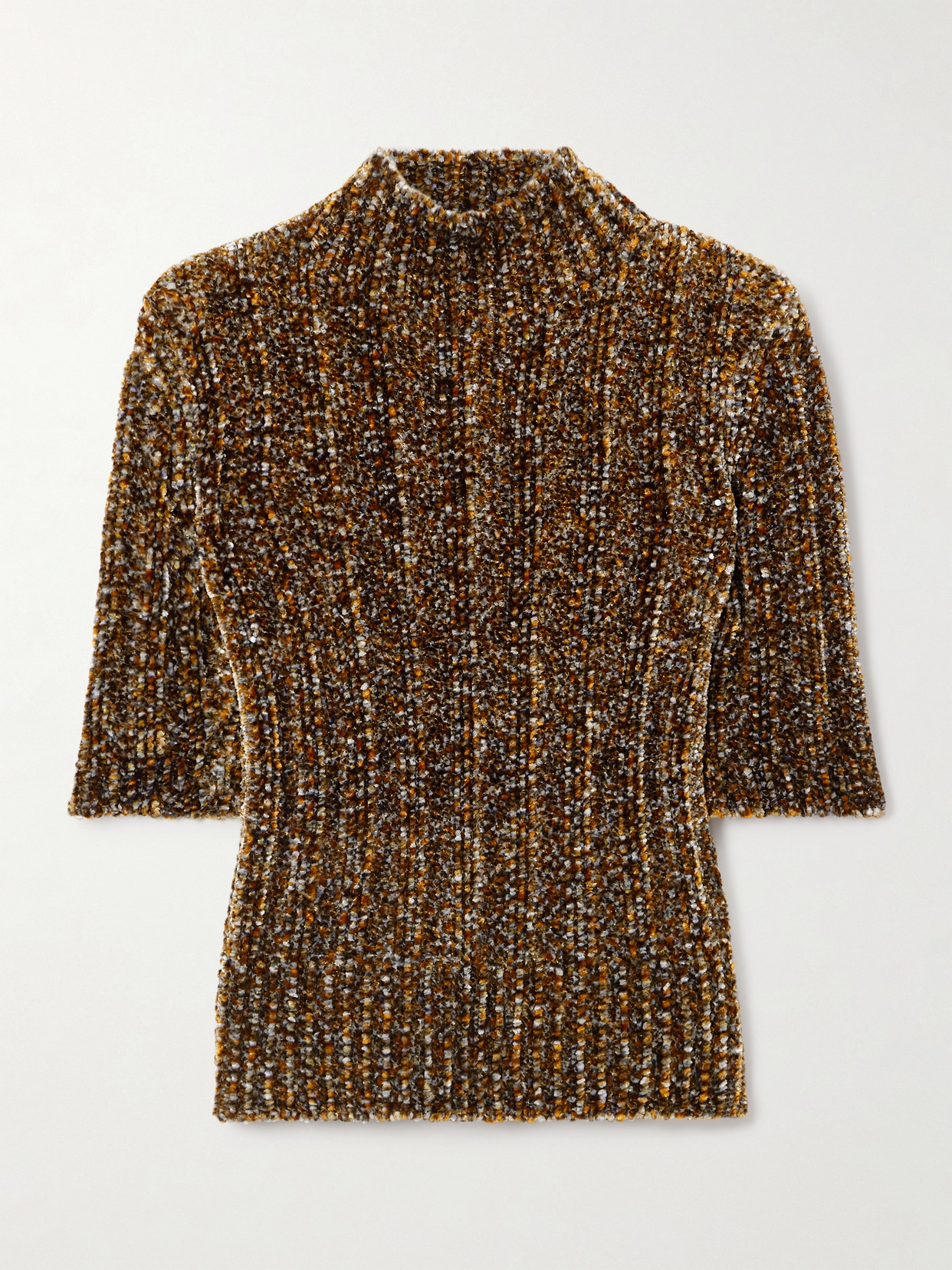 Dries Van Noten Ribbed-knit Chenille Sweater In Green